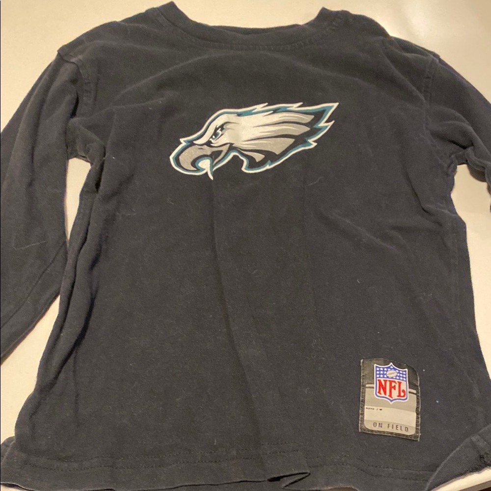NFL Kids Black Long Sleeve Tee with Eagle Logo